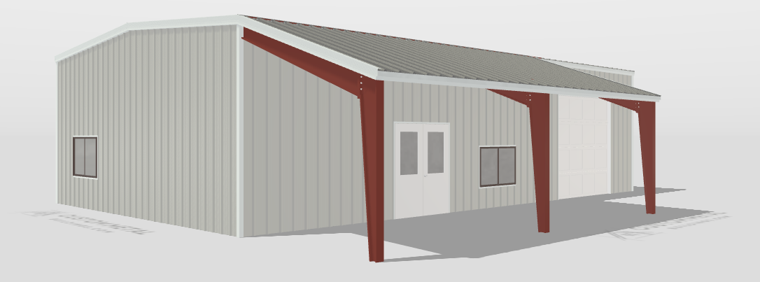 30x50x12-Gable-Clearspan-office-shop-garage-with-15×30-lean-to-building-designer-preview